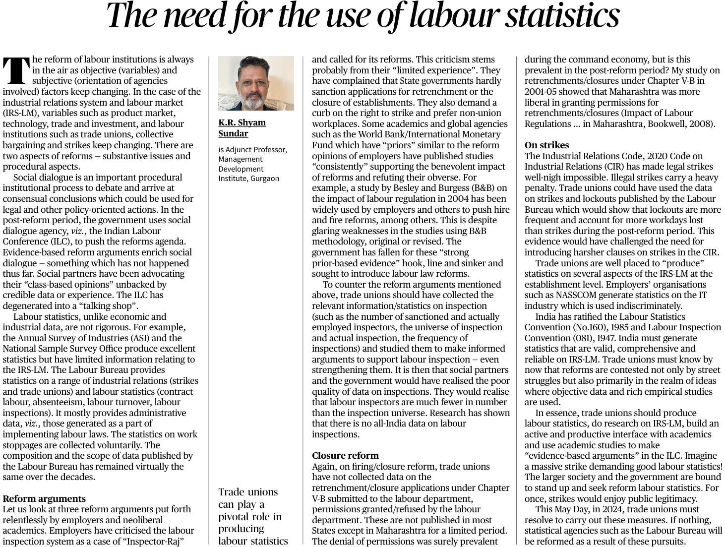 The need for the use of labour statistics