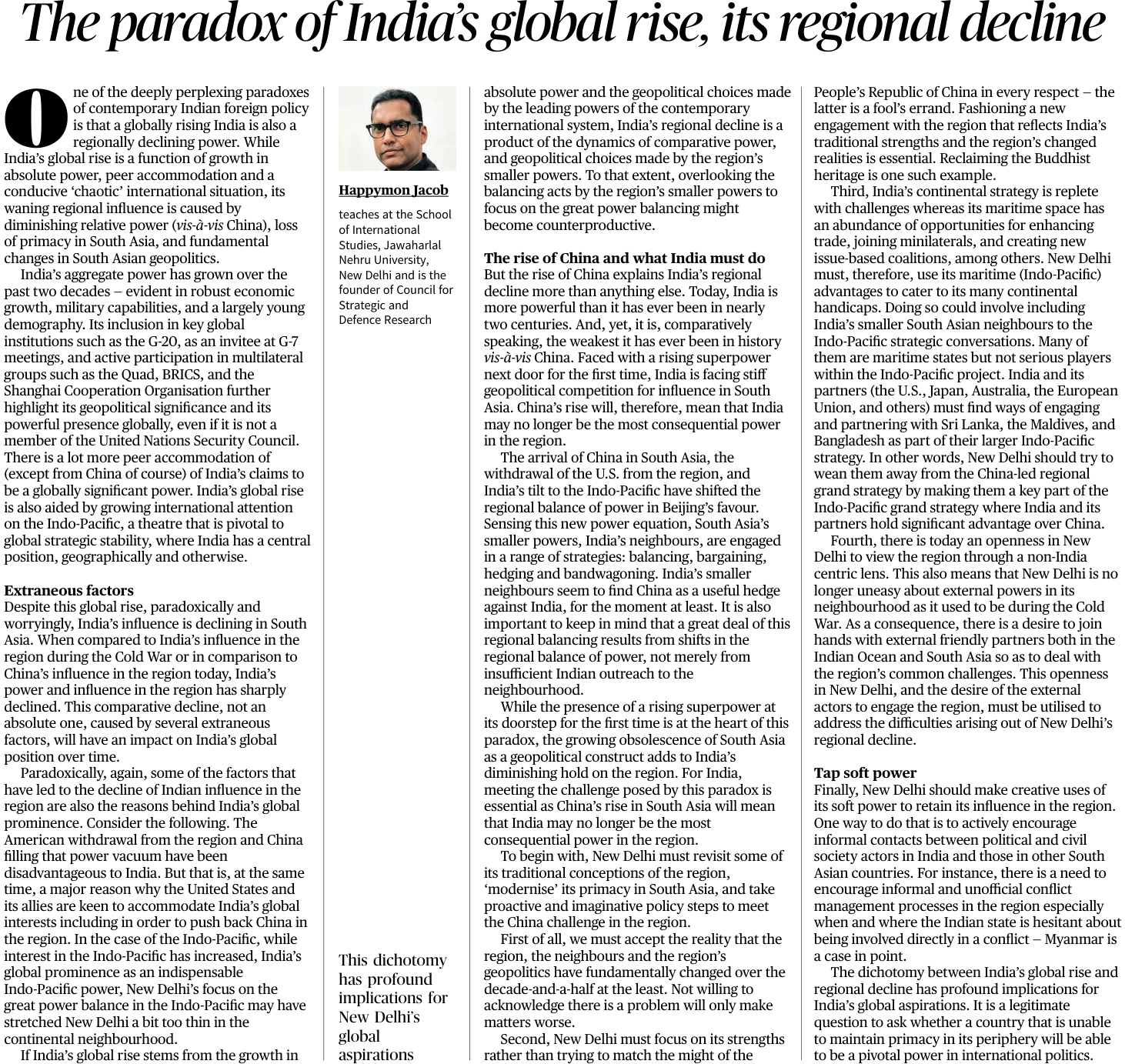 The paradox of India’s global rise, its regional decline