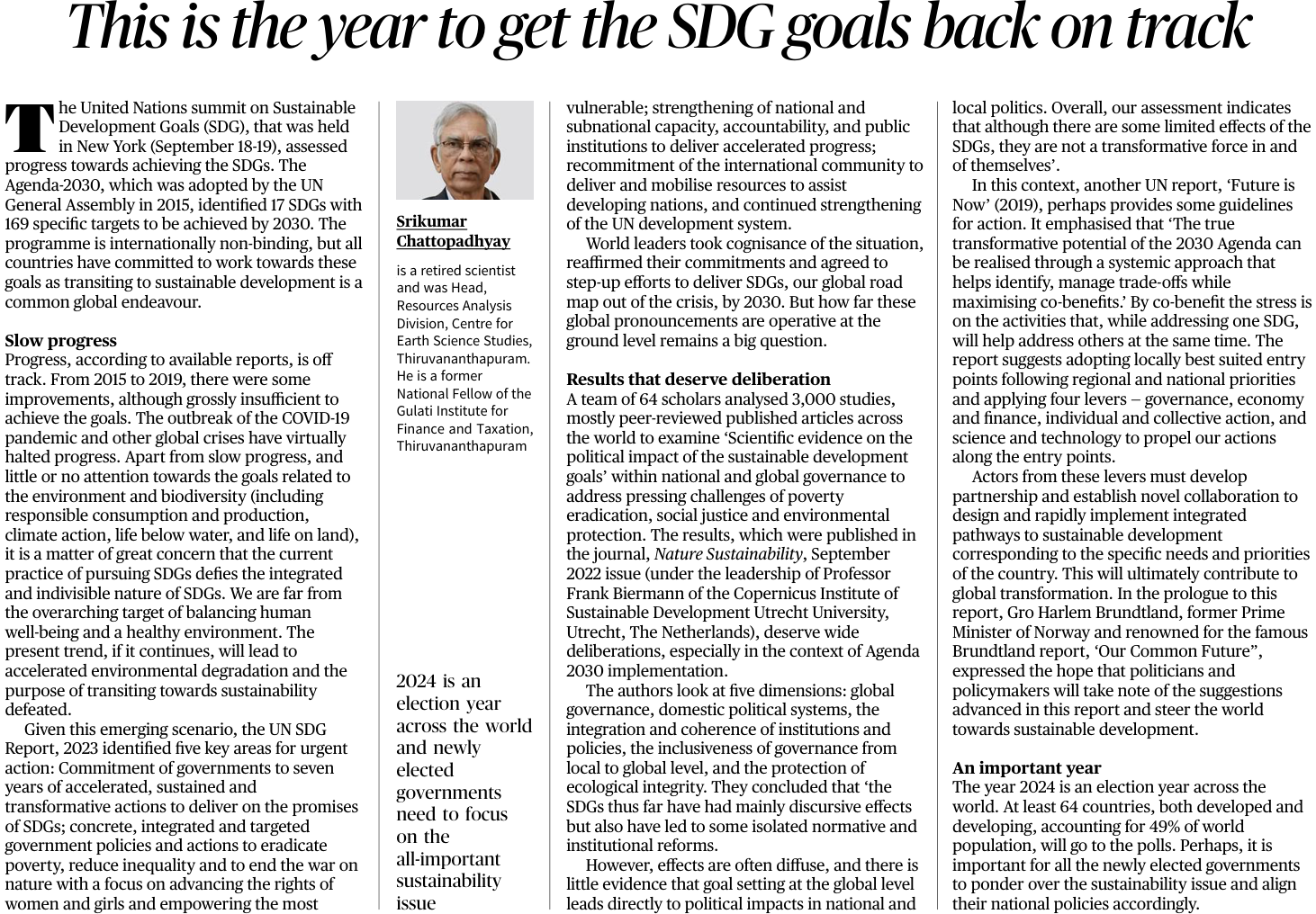 This is the year to get the SDG goals back on track